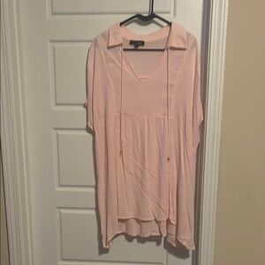 Suzanne Betro Pale Pink Relaxed Fit Sleeveless Tunic Top